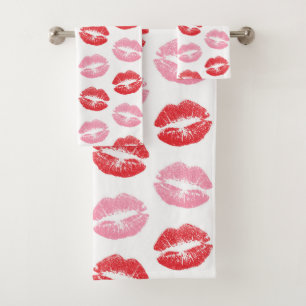 Lèvres rouges et roses, Motif des lèvres, bâton à