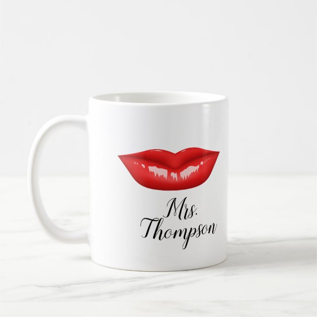 Lèvres rouges personnalisées Élégante Mug de café (Gauche)