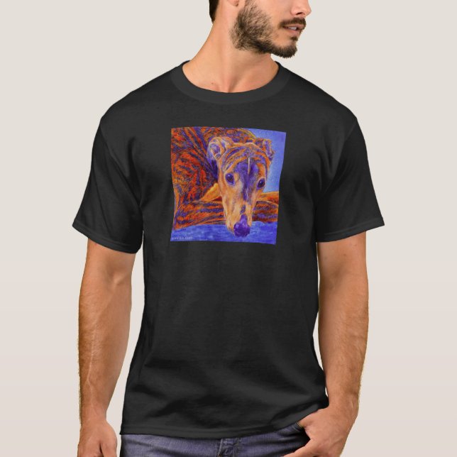 Lévrier Brindle - T-shirt foncé - "as " (Devant)