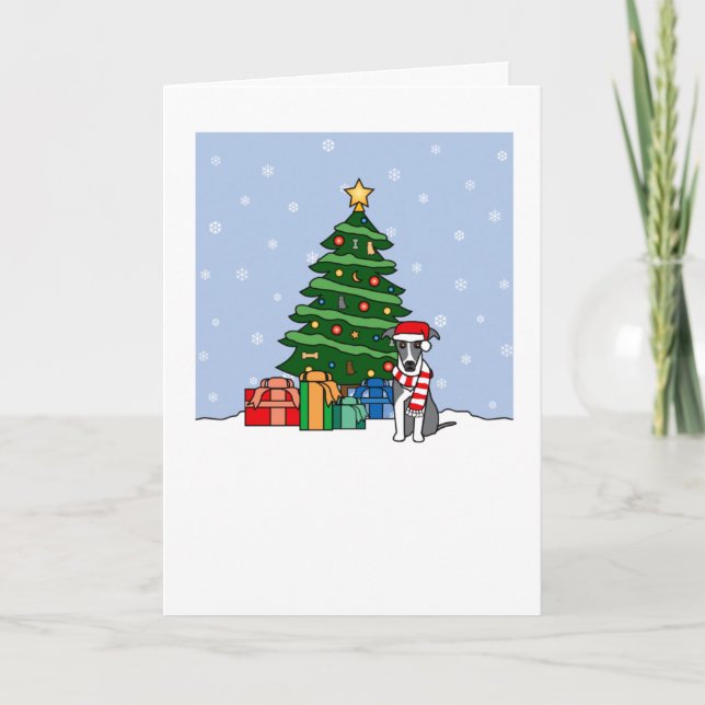 Lévrier italien hurlant la bonne carte de Noël (Devant)