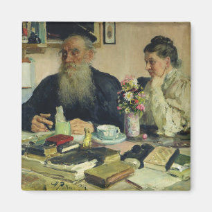 Lew Tolstoi mit seiner Ehefrau in Yasnaya Polyana Magnet