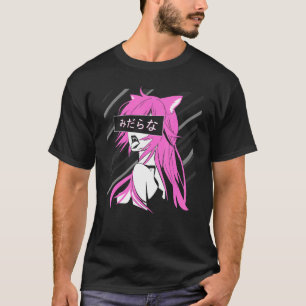 Lewd waifu Japanische Raubkatze Mädchen neko T-Shirt