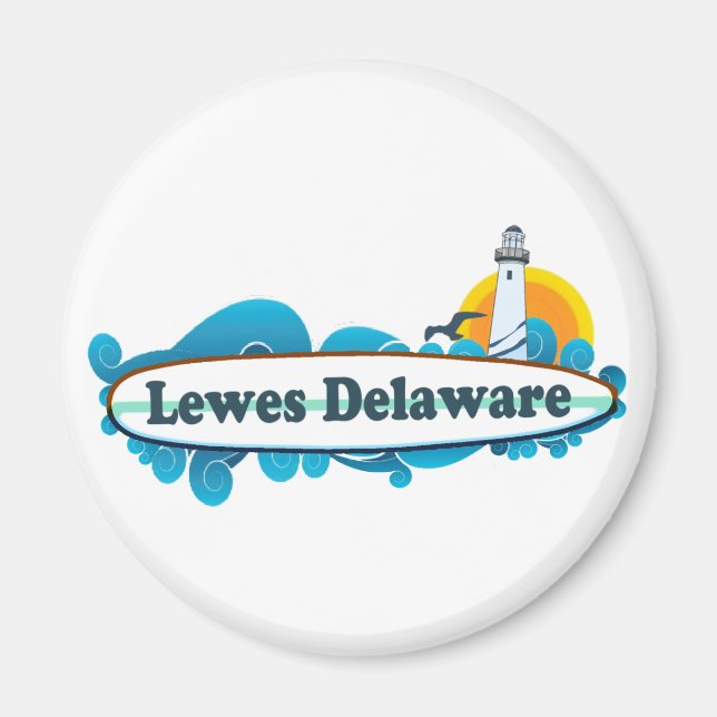 Lewes Beach "Surf" Design. Magnet (Vorne)