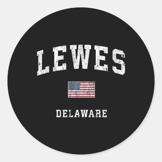 Lewes Delaware De American Flag Sports Runder Aufkleber (Vorderseite)
