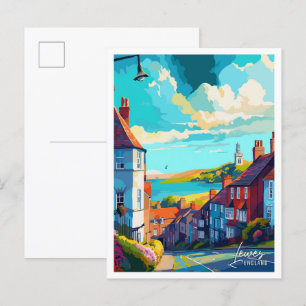 Lewes England Art Vintage Travel Illustration Postkarte