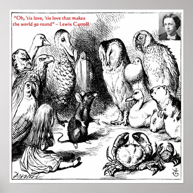 Lewis Carroll - Glass Illustration & Quote Poster (Vorne)
