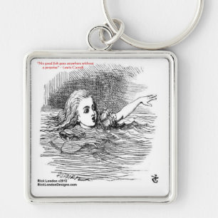 Lewis Carroll Grafik & Berühmter Ausspruch Schlüsselanhänger