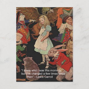 Lewis Carroll Illustration & Mind Change Zitat Postkarte