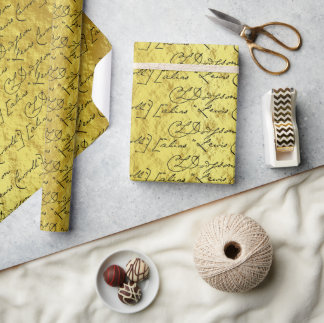 Lewis Carroll Unterschrift auf marmoriertem Gold Geschenkpapier