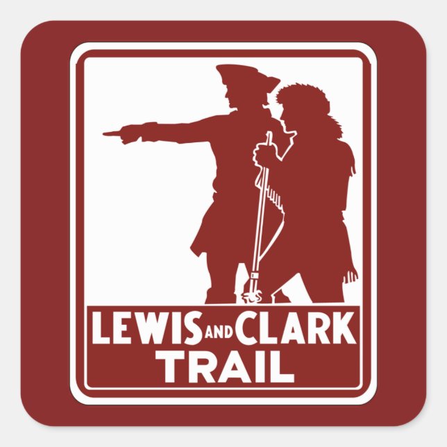 Lewis & Clark, Traffic Guide Sign, USA Quadratischer Aufkleber (Vorderseite)