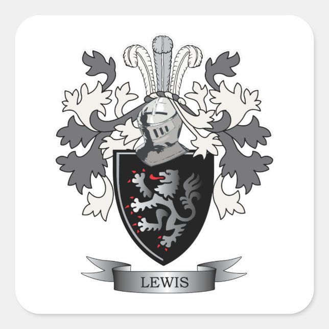Lewis-Familienwappen-Wappen Quadratischer Aufkleber (Vorderseite)