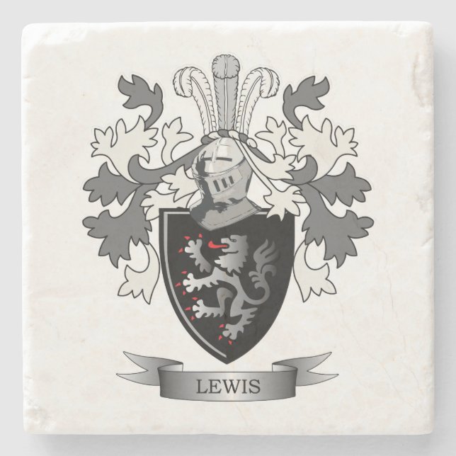 Lewis-Familienwappen-Wappen Steinuntersetzer (Vorderseite)