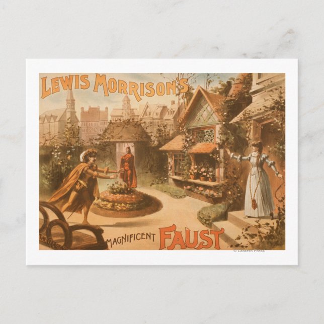 Lewis Morrisons prächtiges Fausttheater Postkarte (Vorderseite)