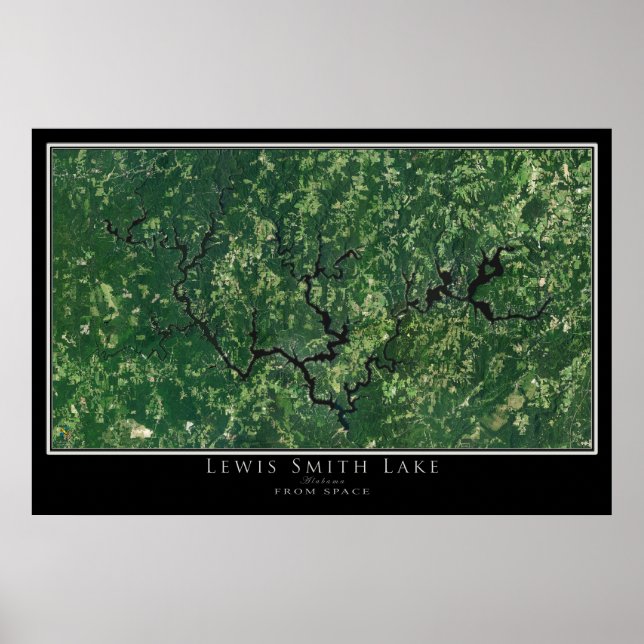 Lewis Smith Lake Alabama Satellite Poster Karte (Vorne)