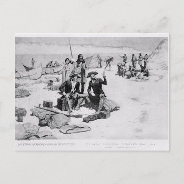 Lewis und Clark an der Mündung der Columbia Postkarte (Vorderseite)