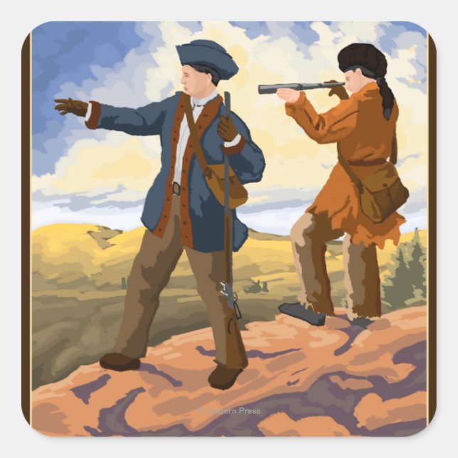 Lewis und Clark Erforschen des Westens Quadratischer Aufkleber (Vorderseite)