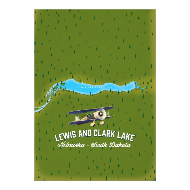 Lewis und Clark Lake Map Poster. Fotodruck (Vorne)