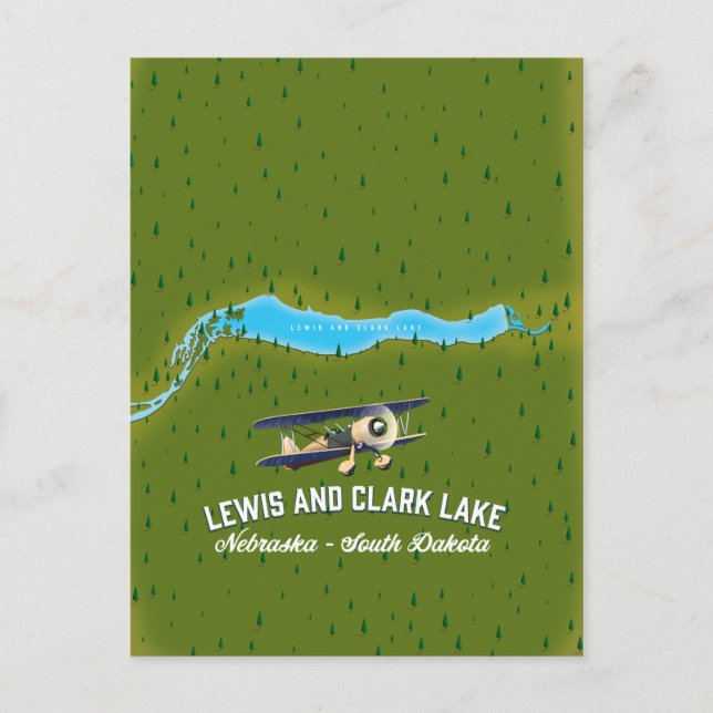 Lewis und Clark Lake Map Poster. Postkarte (Vorderseite)