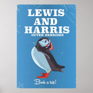 Lewis und Harris Schottland Papageientaucher Reise Poster