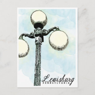 Lewisburg, PA Historic Lamp Post Postcard Postkarte