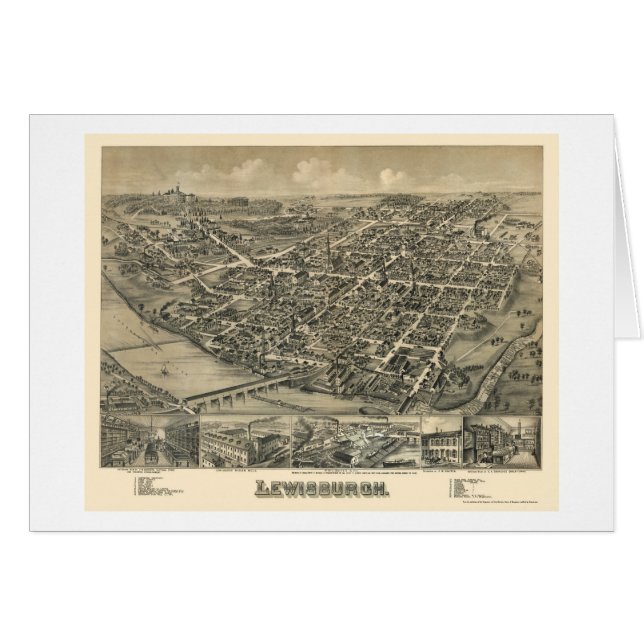 Lewisburg, panoramische Karte PAs - 1884 (Vorderseite (Horizontal))