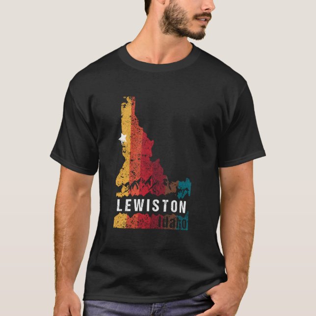 Lewiston Idaho Retro Grunge Staat Karte Novelty Gr T-Shirt (Vorderseite)