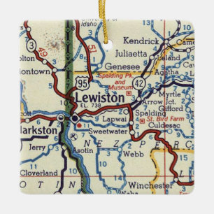 Lewiston Idaho Vintag Map Keramikornament
