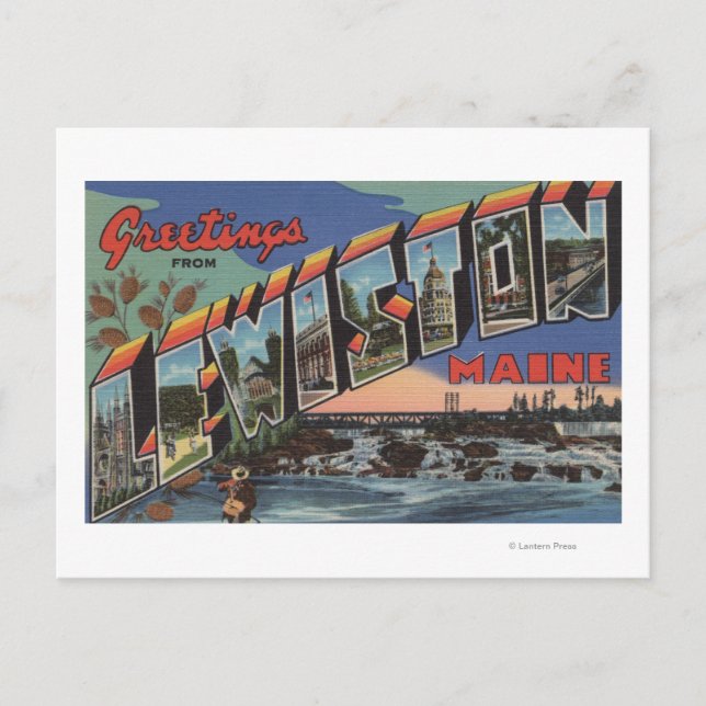 Lewiston, Maine (River Scene) Postkarte (Vorderseite)