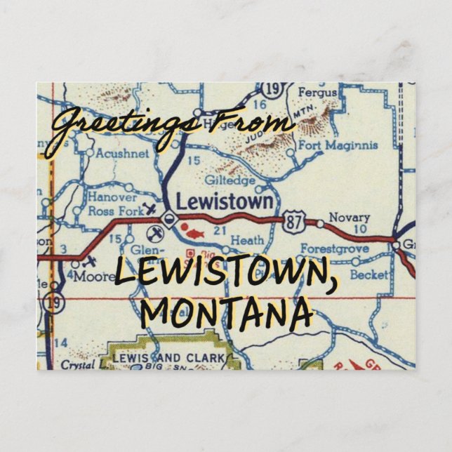 Lewistown Montana Vintage Karte (Vorderseite)