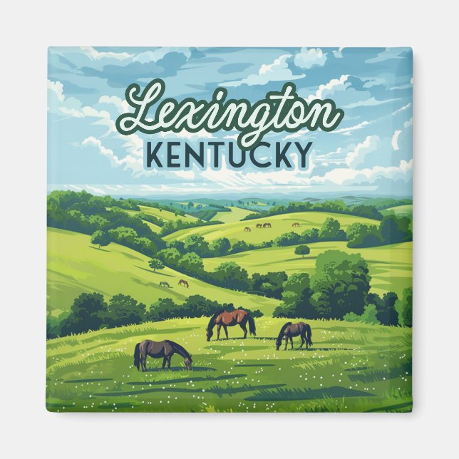Lexington Kentucky Horses Bluegrass Farm Vintag Magnet (Vorne)
