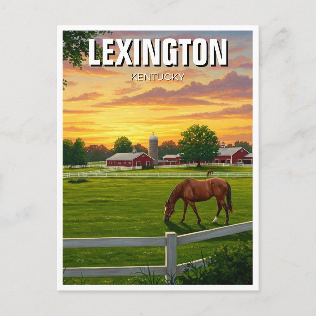 Lexington Kentucky Postcard Pferdefarm Postkarte (Vorderseite)