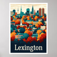 Lexington Kentucky USA Vintage Travel Illustration