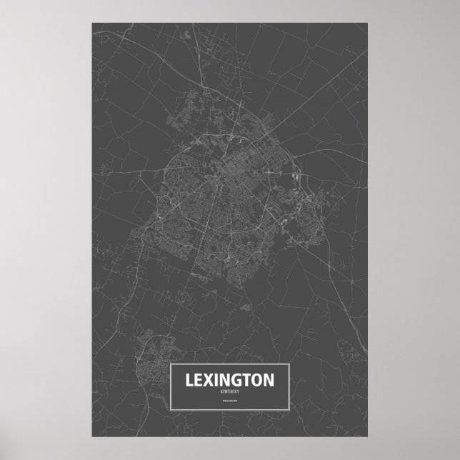 Lexington, Kentucky (weiß auf schwarz) Poster (Vorne)