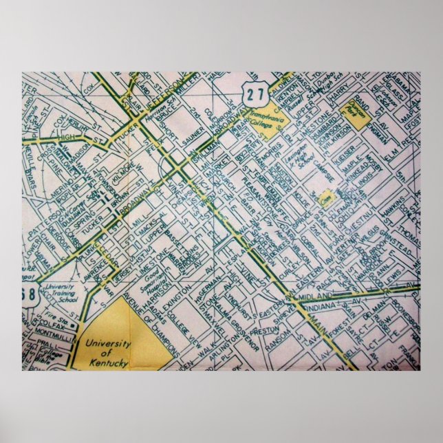 Lexington, KY Vintage Map Poster (Vorne)