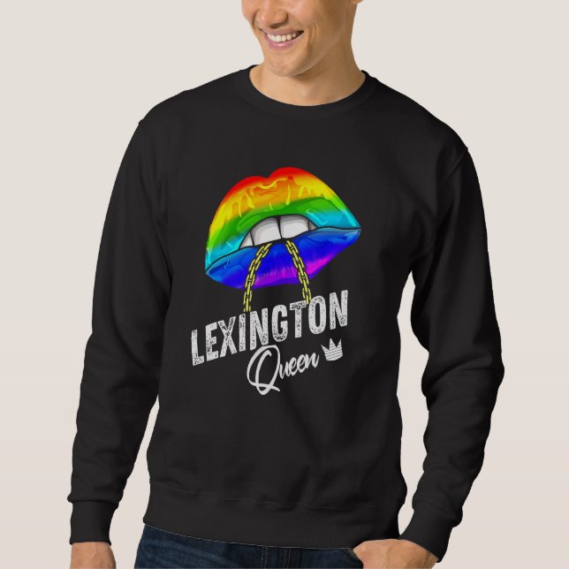 Lexington Queen Lgbtq Gay Pride Flag Lips Rainbow Sweatshirt (Vorderseite)