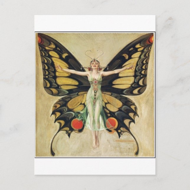 Leyendecker Butterfly-Frau Postkarte (Vorderseite)