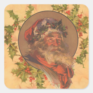 Leyendecker Weihnachtsmann Antik Viktorianisch Quadratischer Aufkleber