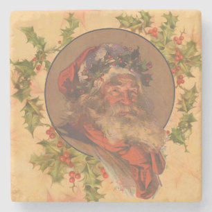 Leyendecker Weihnachtsmann Antik Viktorianisch Steinuntersetzer