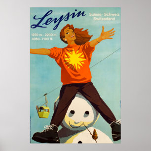 Leysin, Schweiz, Ski-Plakat Poster