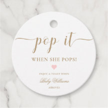 Leyton Gold Minimal Pop it Champagne Favor Tag