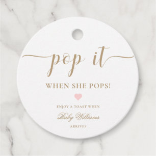 Leyton Gold Minimal Pop it Champagne Favor Tag Geschenkanhänger