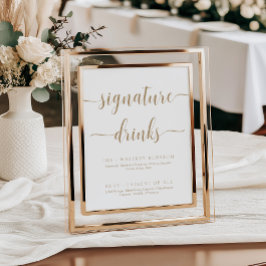 Leyton Gold Moderne Minimal Signature Drinks Zeich Poster