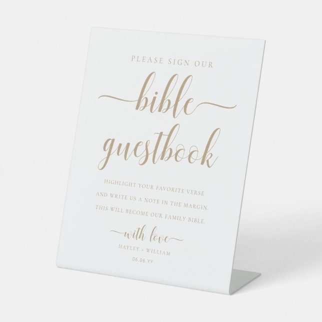 Leyton Gold Sign Our Bible Wedelbook Sockelschild (Vorderseite)