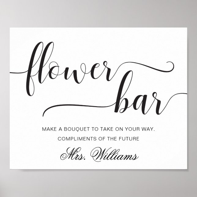 Leyton Modern Minimal Blume Bar Sign Poster (Vorne)