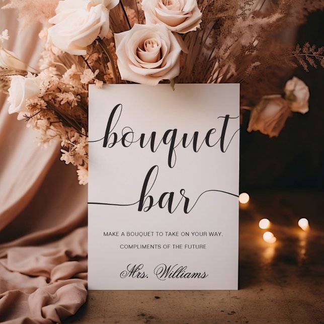 Leyton Modern Minimal Bouquet Bar Sign Poster (Bouquet Bar Sign Leyton )