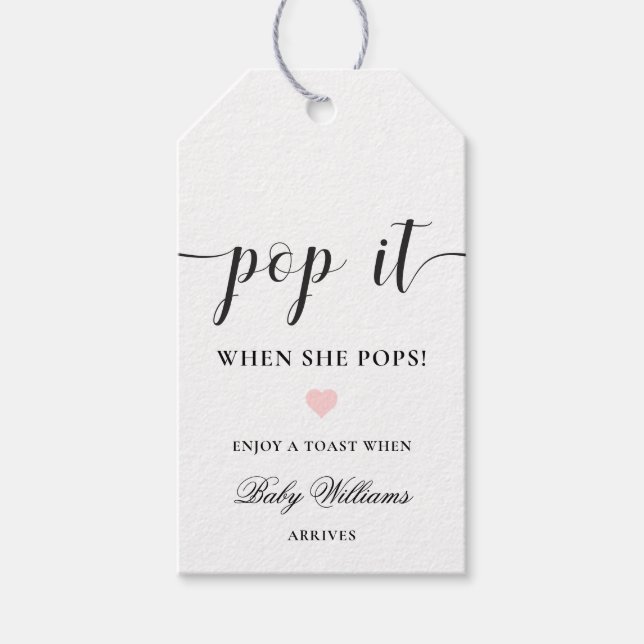 Leyton Modern Minimal Pop It Champagne Tag Geschenkanhänger (Vorderseite)