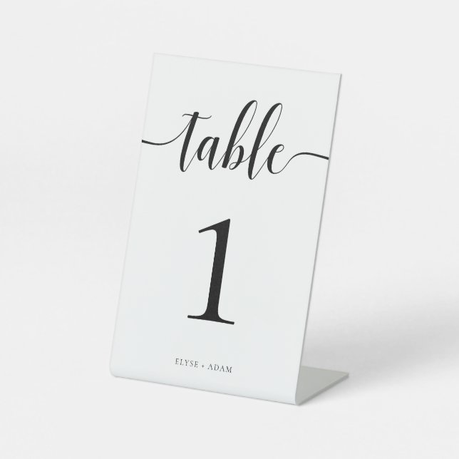 Leyton Modern Minimalistisch Wedding Tischnummer Sockelschild (Vorderseite)