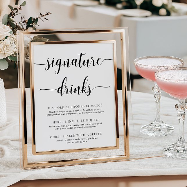 Leyton Moderne Minimal Signature Drinks Zeichen Poster (Von Creator hochgeladen)