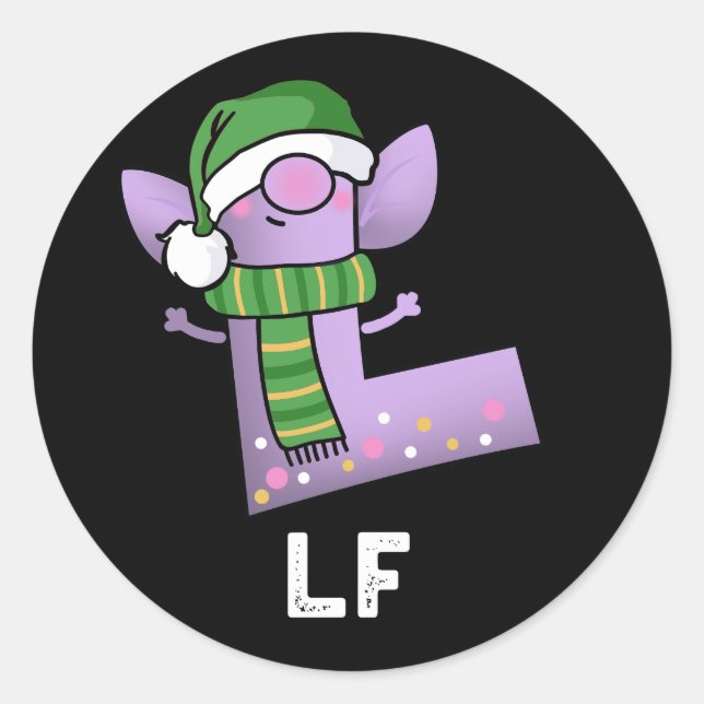 Lf Funny Letter L Pun Dark BG Runder Aufkleber (Vorderseite)