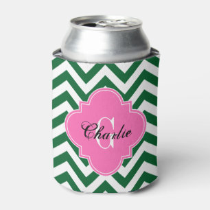 LG Chevron Hot Pink Namensinitialen Monogramm Dosenkühler